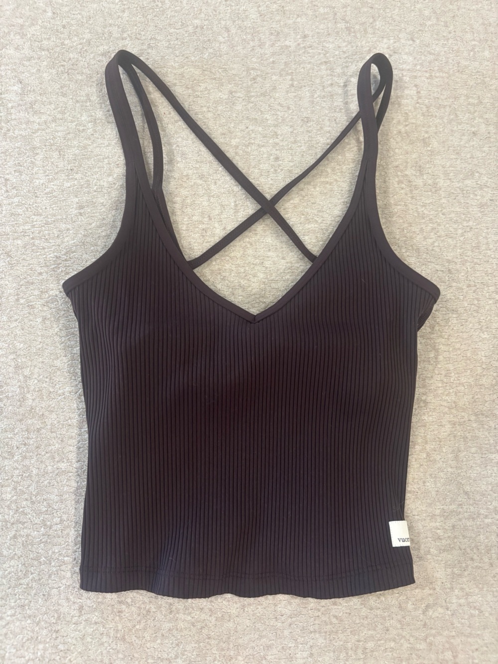 Vuori Black Ribbed Crossback Camisole